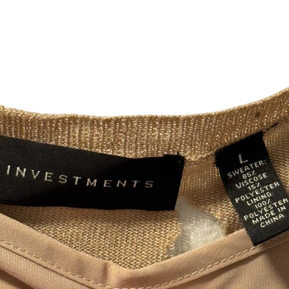 Investments Womens Sz L Sweater Beige Animal Print Polyester Viscose/ tank insid - Picture 4 of 12